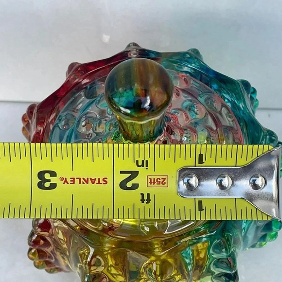 Elegant Embossed Colorful Crystal Glass Candy Box with Lid Food Jewelry Box - Picture 2 of 9